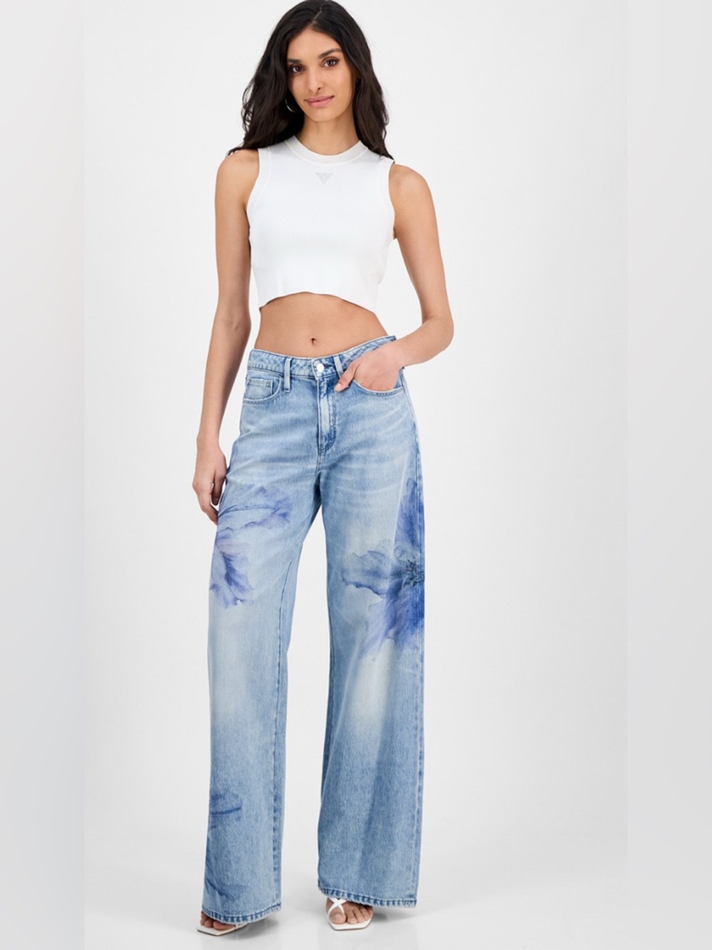 GUESS BELLFLOWER PRINTED WIDE -LEG JEANS